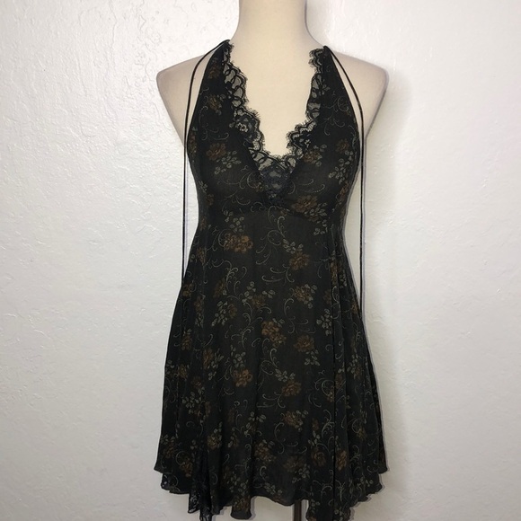 Intimately Free People Blk Lace Trimmed Long Tank - Picture 1 of 9